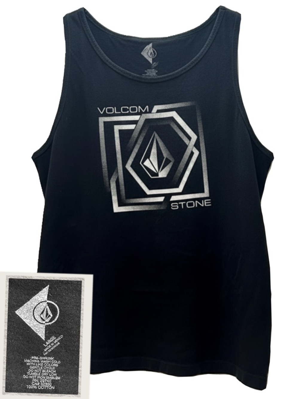 Y2K Volcom Stone Heavy Fuzz Tank Stone Logo Black Size Large | Mens Graphic Tank - Picture 3 of 4